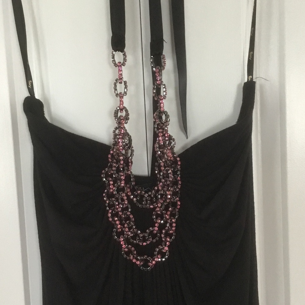 Sky Elegant Black Strapless Dress with Necklace